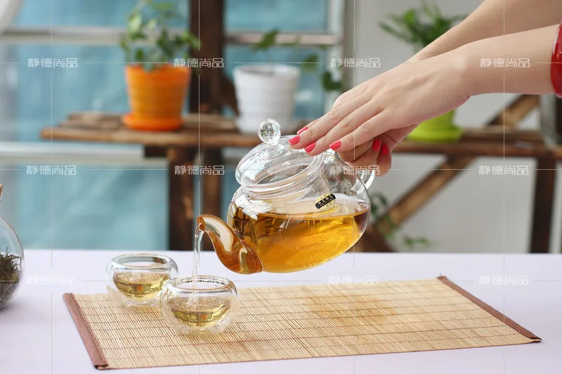 Набор из боросиликатного чайника заварочный чайник + грелка 6 чайных чашек с