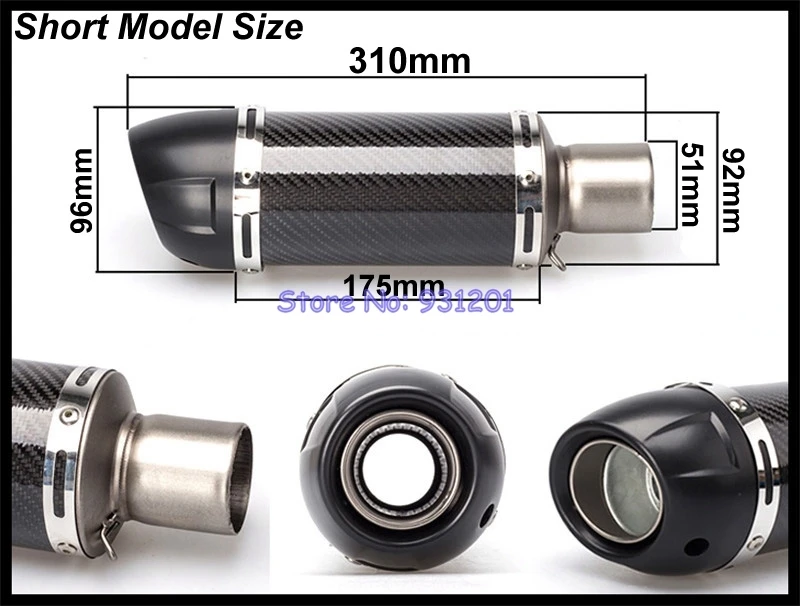 Inlet 51mm Motorcycle Leovince Exhaust Pipe Muffler Carbon Fiber Universal for GSR750 CBR500R K6 K7 K8 MT07 MT09 Z1000 etc