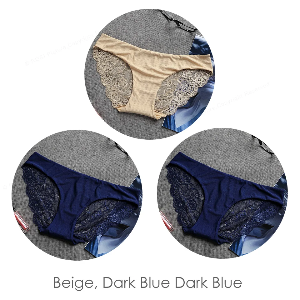 Beige Blue Blue Новинка, сексуальные шелковые бесшовные трусики для женщин, прозрачные кружевные танга, дышащая сетка, низкая посадка, нижнее белье для женщин, нижнее белье, 3 шт - Цвет: Beige Blue Blue