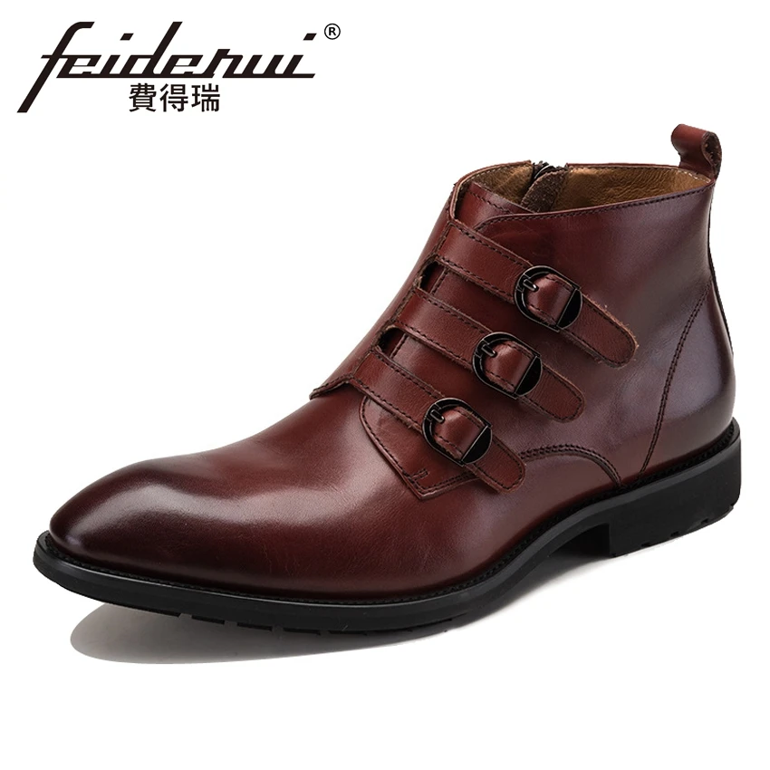 Мужские ботильоны из натуральной кожи высокого качества с тонкими ремешками