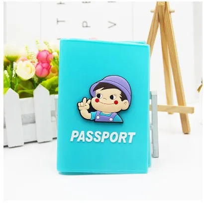 Blue Passport Cover CAJIFUCO, Обложка для паспорта, мультяшная, ПВХ, карамельный цвет, держатель для паспорта, для женщин и мужчин, чехол для паспорта, силиконовый, держатель для карт - Цвет: Blue Passport Cover