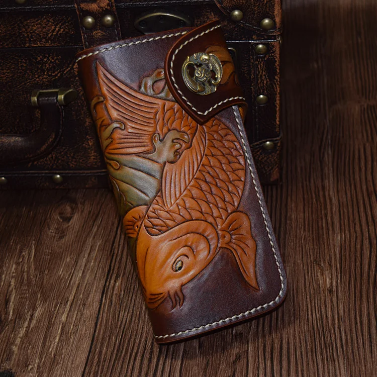 OLG. YAT Итальянский растительного дубления кожи ручной работы длинный hasp бумажник