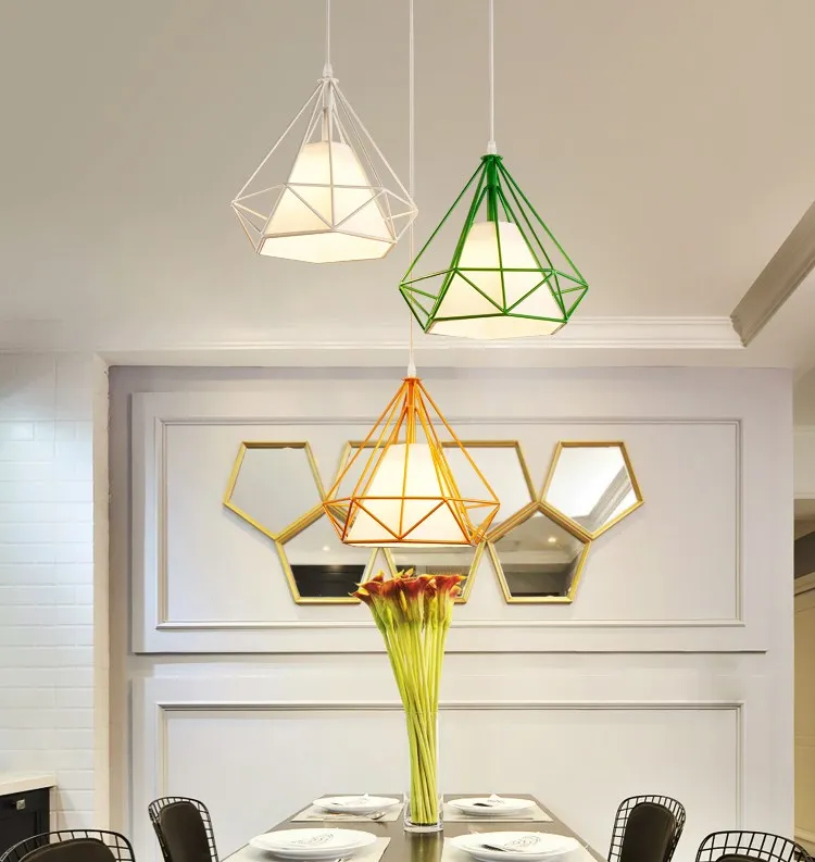 Современный черный birdcage подвесные светильники Утюг минималистский ретро свет