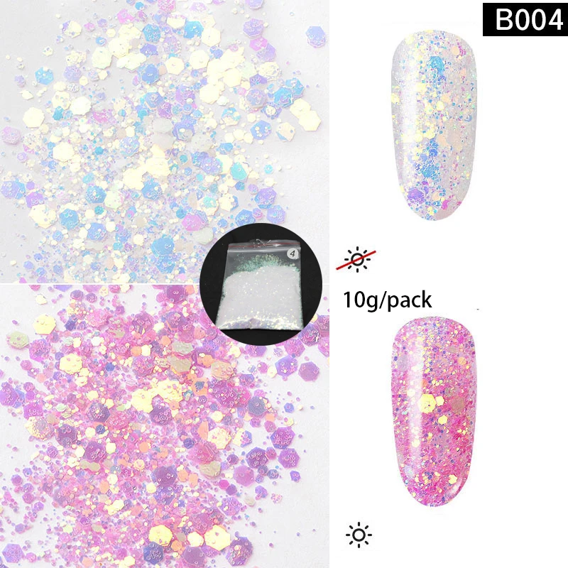 04-10g bags Светильник-хамелеон, меняющий цвет, блестки для ногтей, блестящий цвет, яркий маникюр, сделай сам, дизайн ногтей, 3D украшение, голографический блеск, искусство - Цвет: 04-10g bags