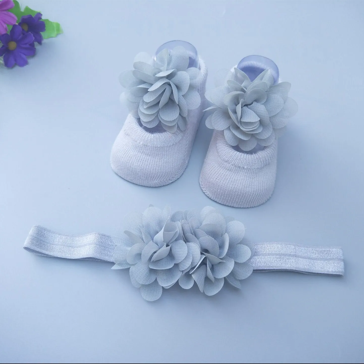 Детская Подарочная коробка Цветочные Носки для новорожденных и повязка на