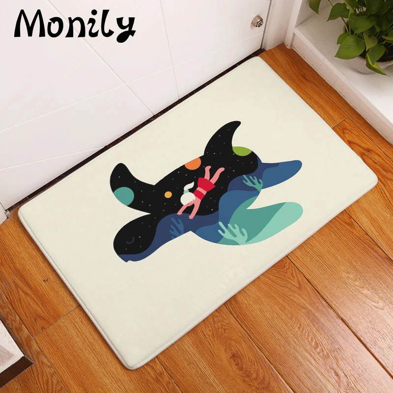 Monily фланель Водонепроницаемый против скольжения двери Коврики мультфильм