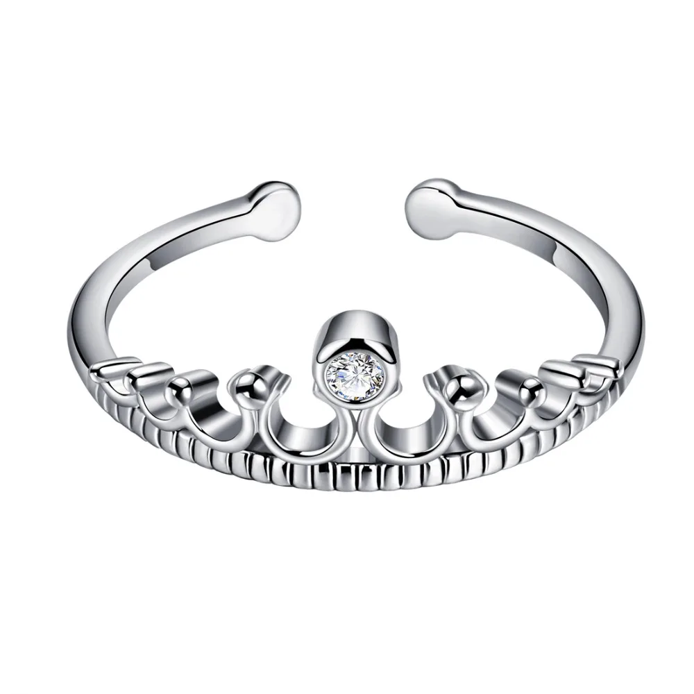 Hesiod Romantic Full Crystal Rhinestone Zircon Engagement Ring Silver Color Crown Rings Graceful Women Finger Wholesale | Украшения и