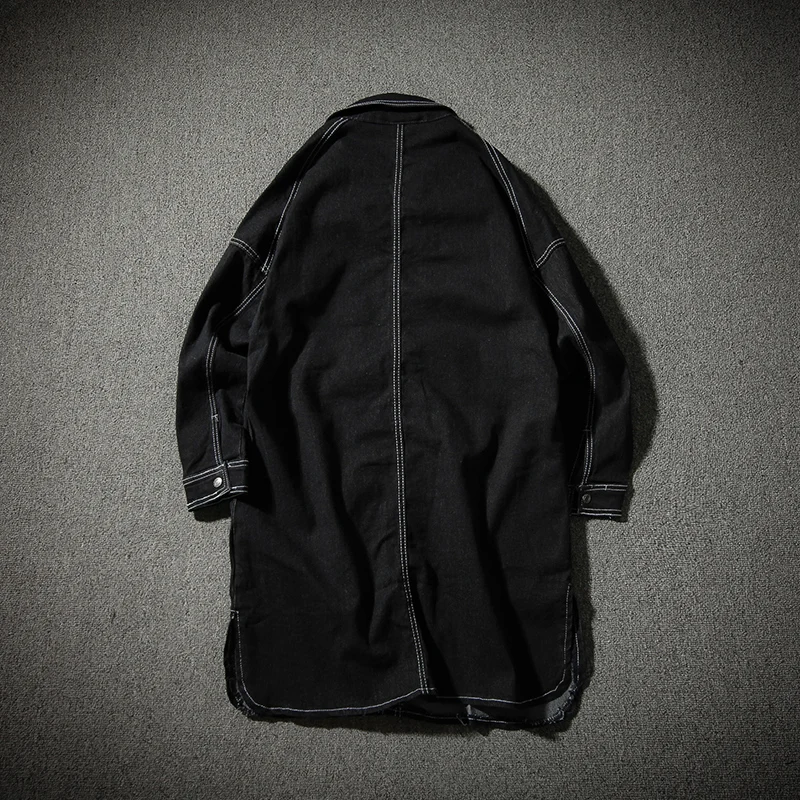 

Jeans Jacket Men 2018 Long Trench Windbreaker Denim Jackets Black Overcoat Outerwear Coats Plus Size 4XL 5XL #951