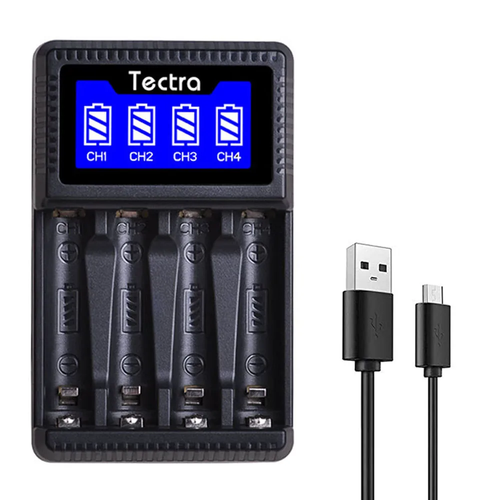 

Tectra ЖК универсальное интеллектуальное зарядное устройство USB 4 слота зарядное устройство AA AAA