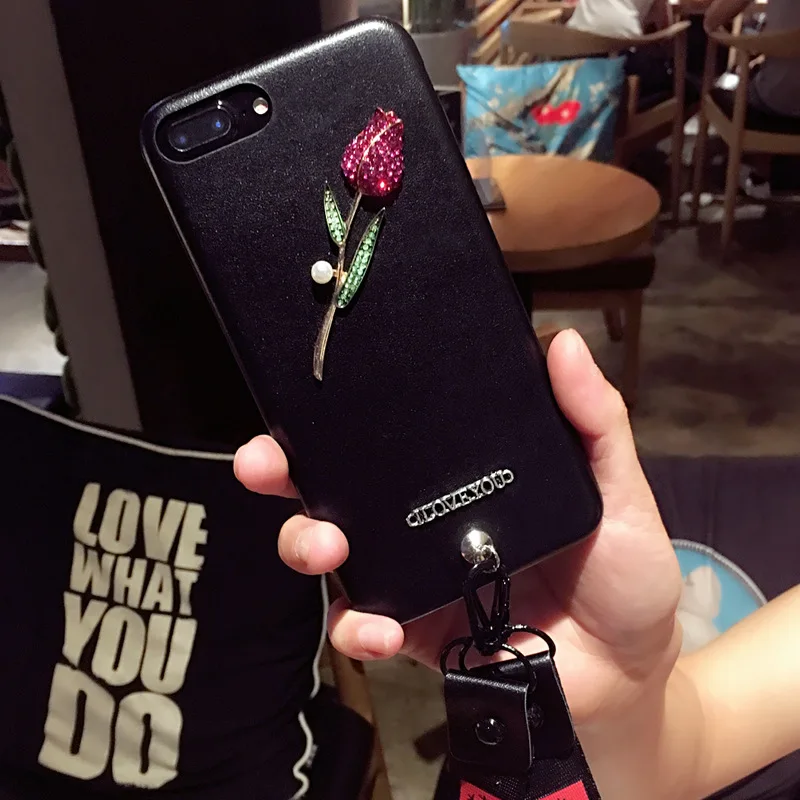 Byuoo Fashion Case with Rose Diy Handmade Silicone Cover for Huawei Honor 9 6x P9 Lite P10 nova 2 plus |