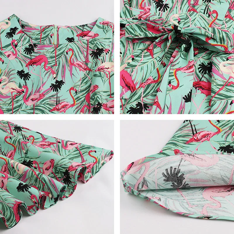 MoYan Flamingo Print Summer Dress Women 2018 Sleeveless Swing 50s Hepburn Vintage Tunic Ukraine Party Dresses Sundress | Женская одежда