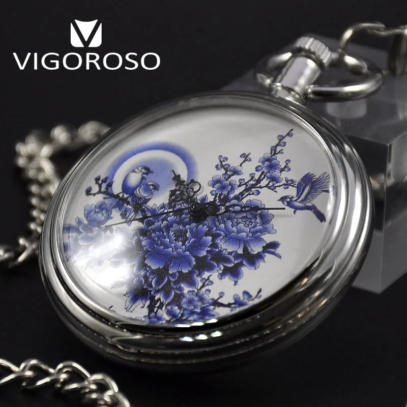 Автоматические Механические карманные часы VIGOROSO фирменные нецифровые со