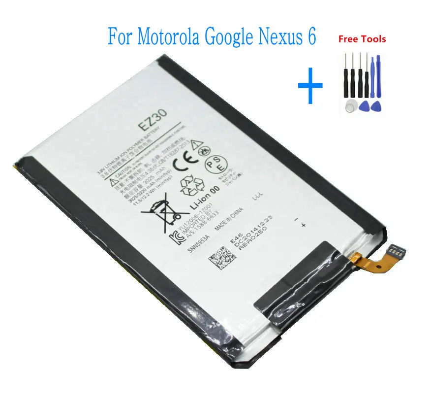 1x EZ30 3220mAh /12.2Wh SNN5953A Сменный аккумулятор для Motorola Nexus 6 Google XT1115 XT1110 xt1103 nexus6 + набор