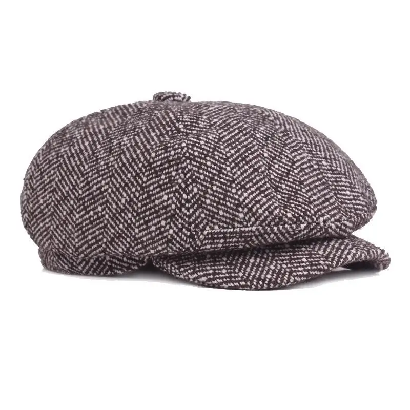 New Hot Fashion Gentleman Octagonal Cap Newsboy Beret Hat Autumn And Winter For Men's Jason Statham Male Models Flat Caps