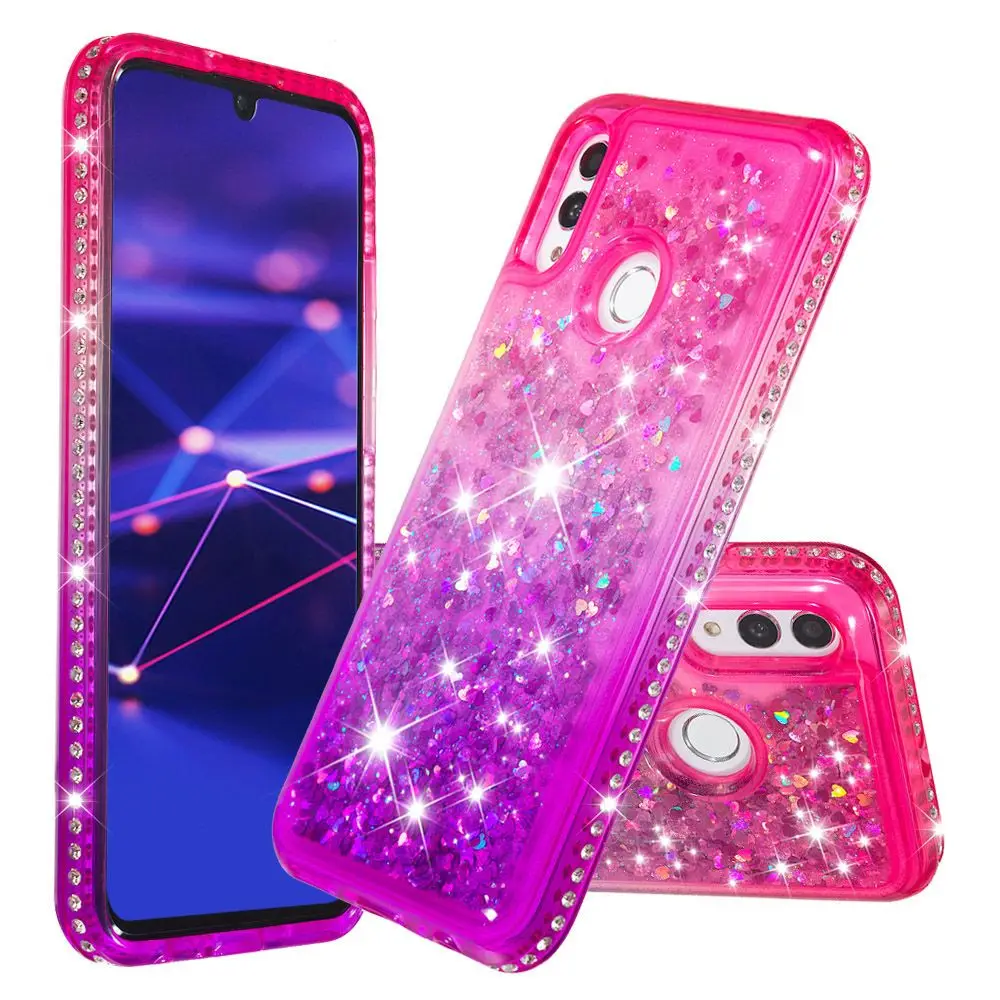 Алмазный блестящий чехол для huawei Honor 10 Lite 7C 7A Y5 Y6 градиентный чехол с сияющими блестками для huawei mate 20 Lite Pro P Smart - Цвет: Pink Purple