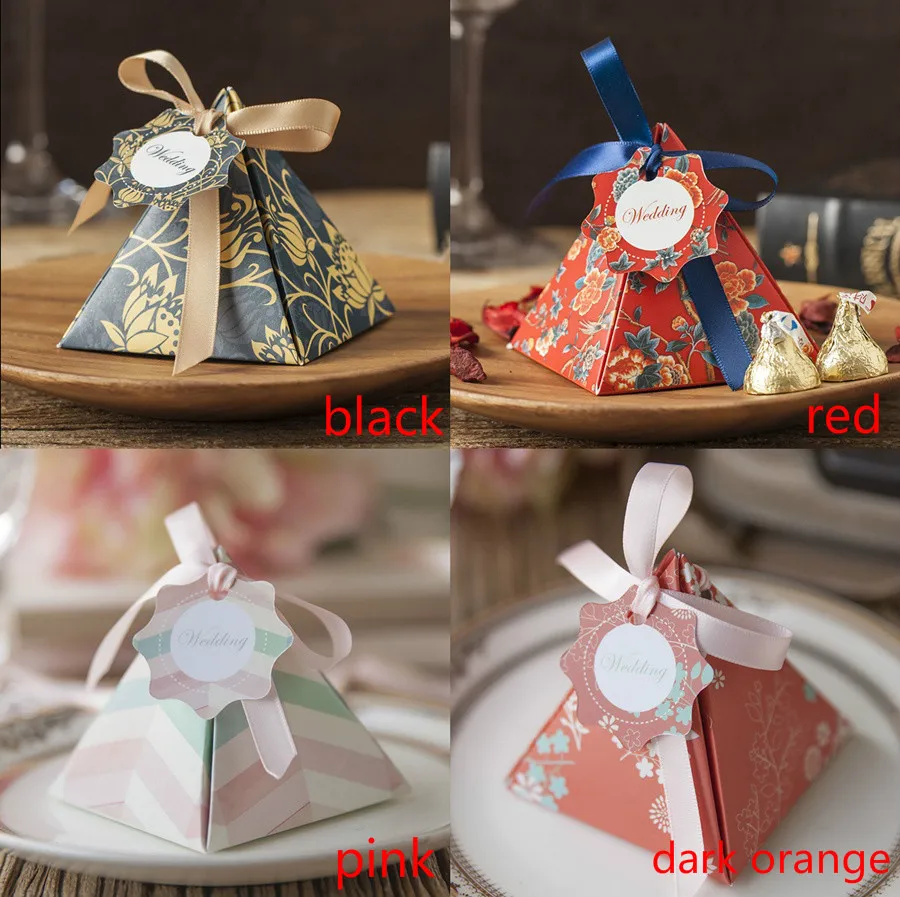 100 шт. высококачественные бумажные коробки треугольная пирамида Свадебные