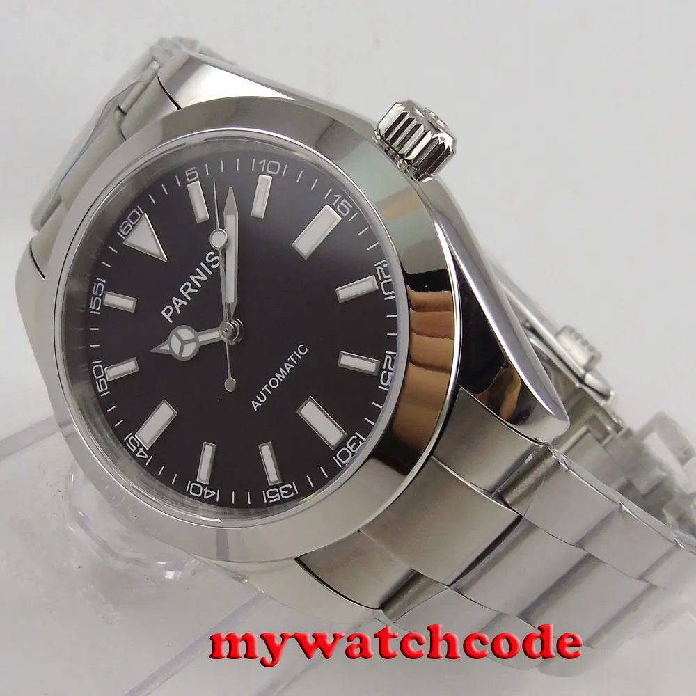 

40MM parnis black dial luminous automatic miyota 8215 movement mens watch P157