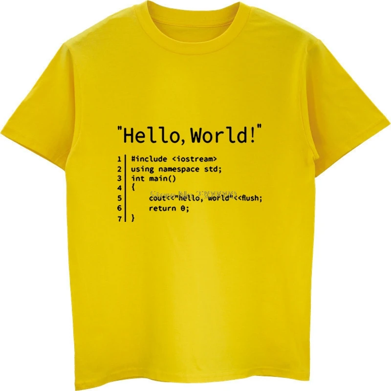 Футболка мужская с коротким рукавом Hello World модная тенниска из хлопка