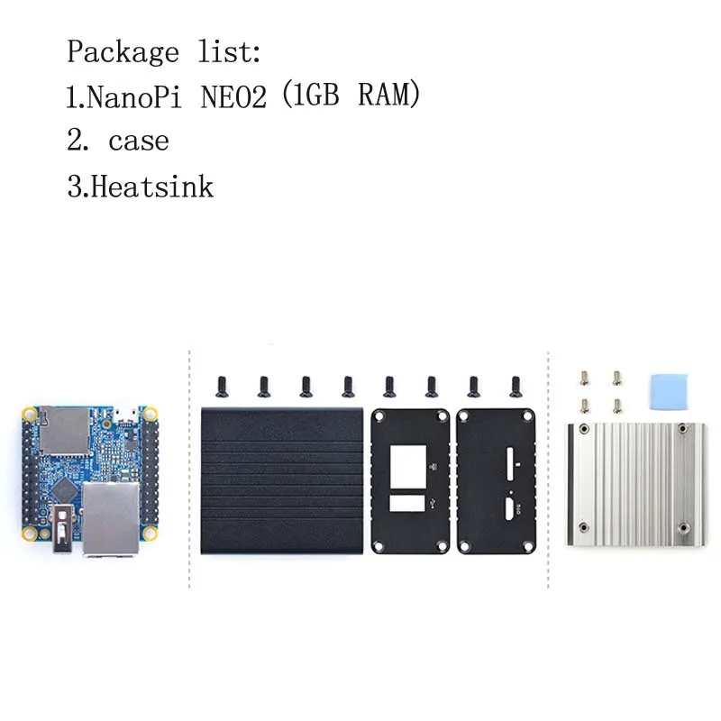 NanoPi NEO2 Allwinner H5, 64 бит с высоким уровнем производительности, четырехъядерный процессор A53 демонстрационная плата, бег, UbuntuCore с металлической Чехол комплект