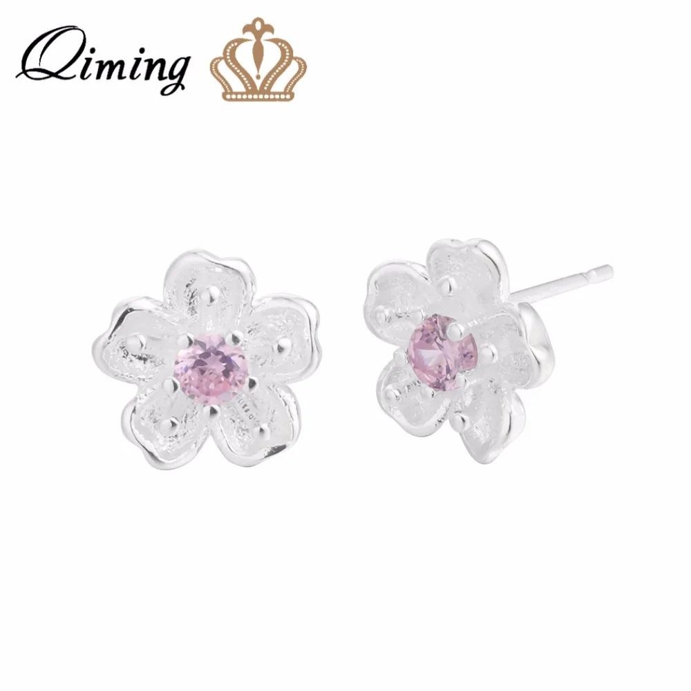 QIMING этнические серебряные серьги гвоздики Женские винтажные богемные ювелирные