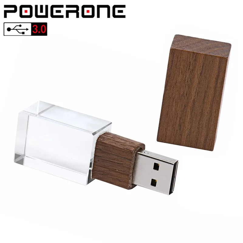 POWERONE USB 3,0 свадебная фотография с логотипом по индивидуальному заказу, деревянная Хрустальная деревянная 64 ГБ 32 ГБ 16 ГБ 4 ГБ версия памяти флэш-накопитель