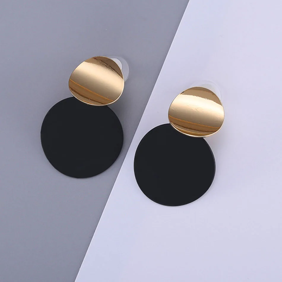 Новый модный круглый металлический женские серьги-гвоздики Асимметричные