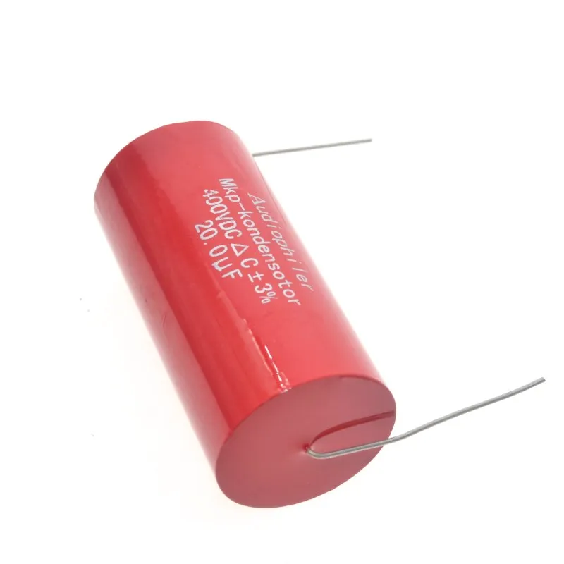 2 шт. 400VDC 20 мкФ красный тубулор Универсальный конденсатор Audiophiler MKP осевая муфта конденсатор для HIFI аудио динамик гитарный усилитель
