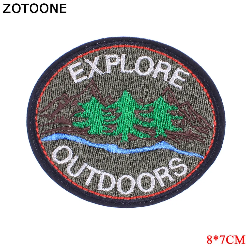 ZOTOONE &quotEXPLORE на открытом воздухе&quot патчи для детей Утюг Вышивка лес значки