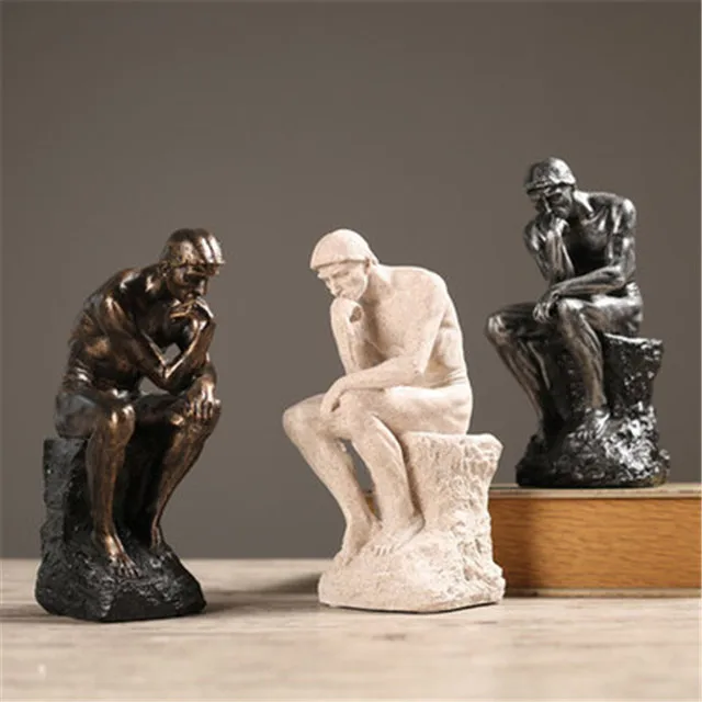 

Creative Thinker Statue Home Decor Sculpture Fine Art Male Nude Figure European Resin Figurine Room Desk Crafts Drop Shipping