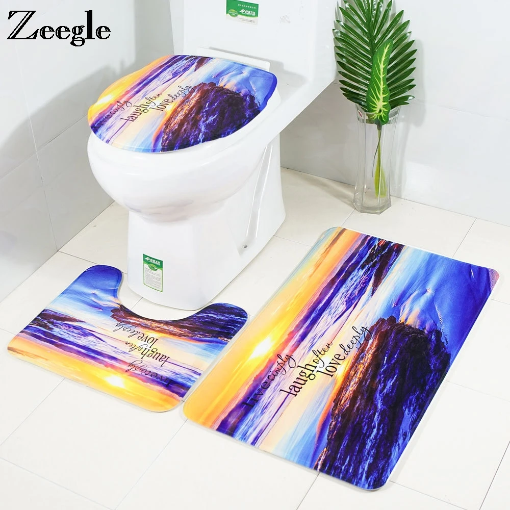 Zeegle коврик с морской волной принтом фланелевый чехол для ванной комнаты набор