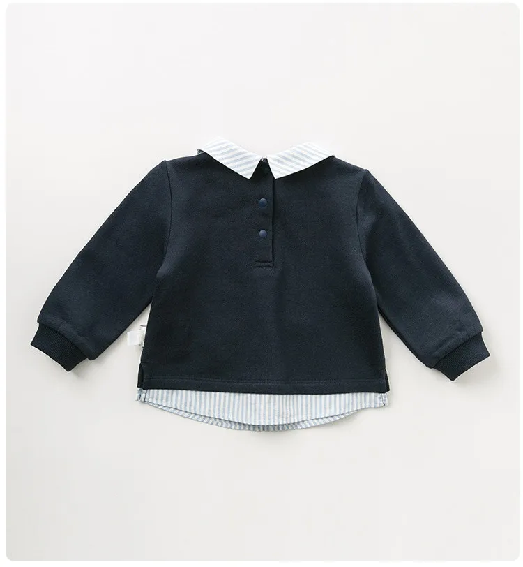 DBJ11003 dave bella autumn baby boys print pullover children long sleeve t-shirt infant toddler high quality tops cotton tees