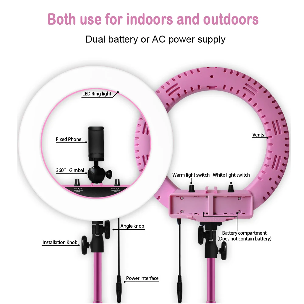 Светодиодная кольцевая лампа батарея освещение для фотосъемки на YouTube видео