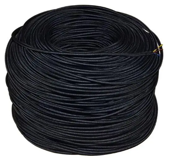 Black 1/3/5/10M Винтаж Эдисон лампы шнур 3 Core 0,75 мм круглые тканевые Электрический кабель в оплетке подвесной светильник лампа провода Мощность шнур - Цвет: Black