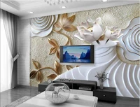 custom photo wallpapers 3d murals wallpaper rose vase lotus anaglyph 3 d tv wall papers home decor
