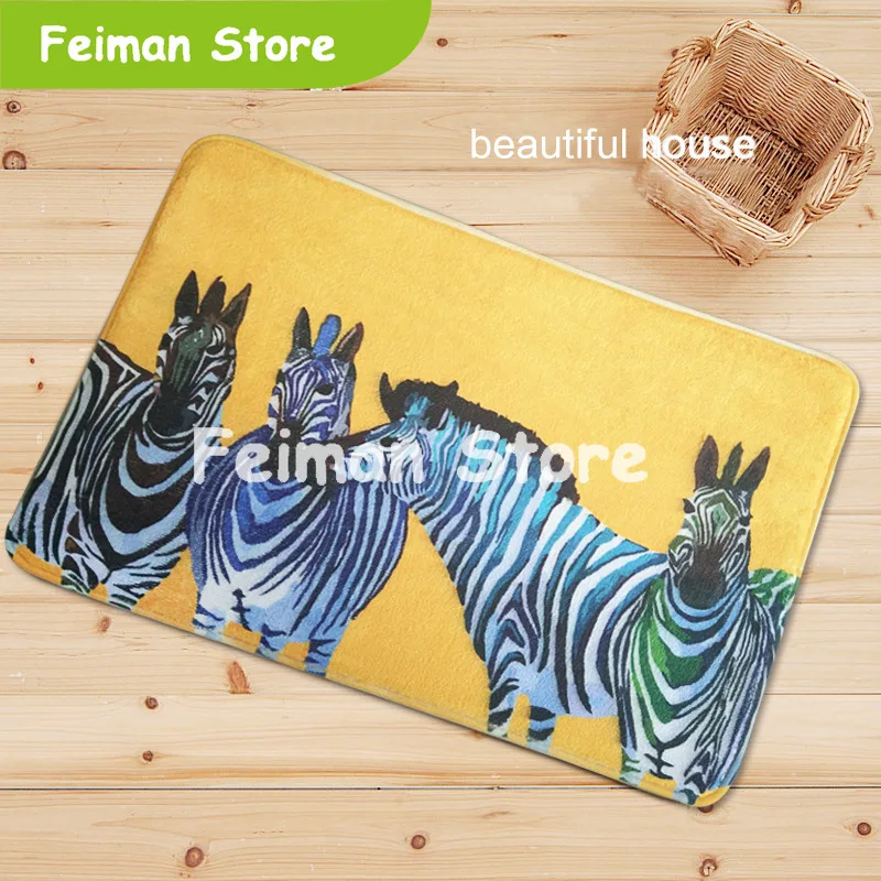 Welcome Floor Mats Animal Panda Zebra Printed Home Decor Bathroom Kitchen Carpets House Doormats For Living Room Anti-Slip Rugs | Дом и сад