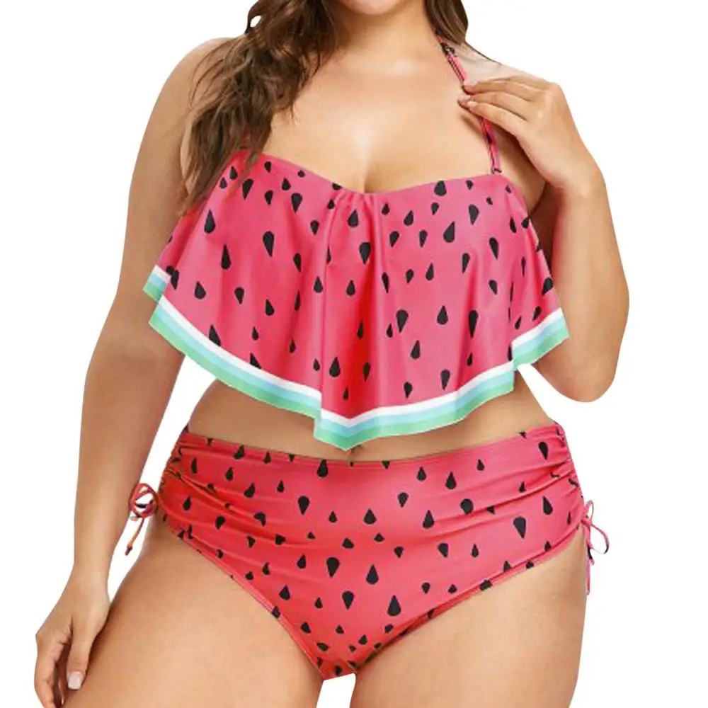 Женский купальник большого размера пляжный Раздельный консервативный с