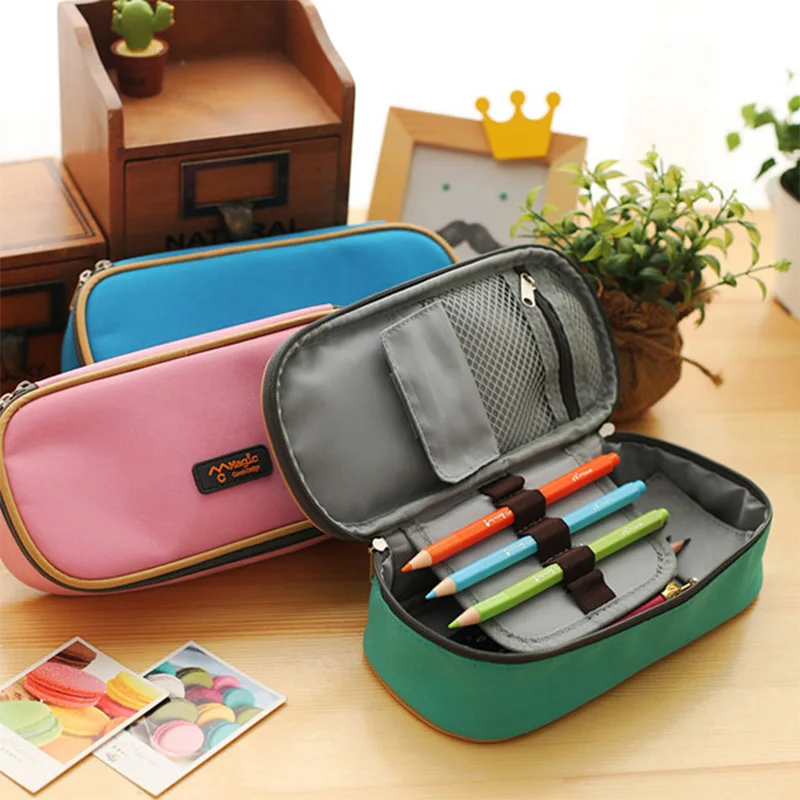 Практичная Холщовая Сумка карандаш Rectange с милой улыбкой канцелярские сумки для