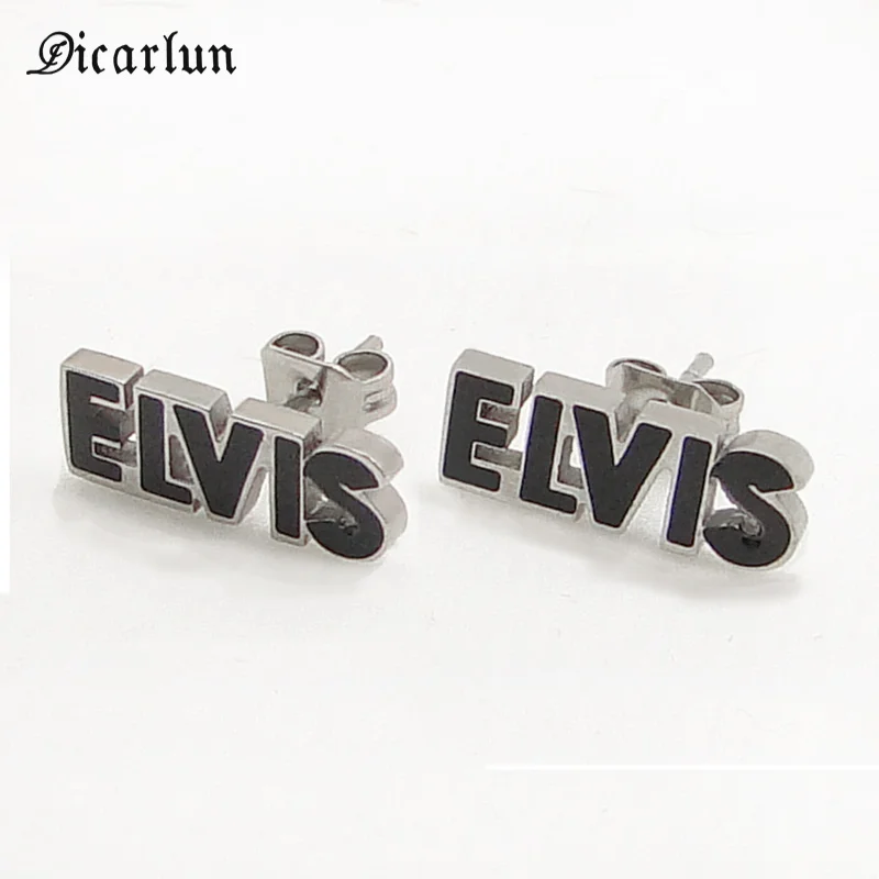 DICARLUN Elvis черные полые серьги с буквами из нержавеющей стали мемориальные украшения Elvis Presley State Мужские t серьги для женщин мужчин