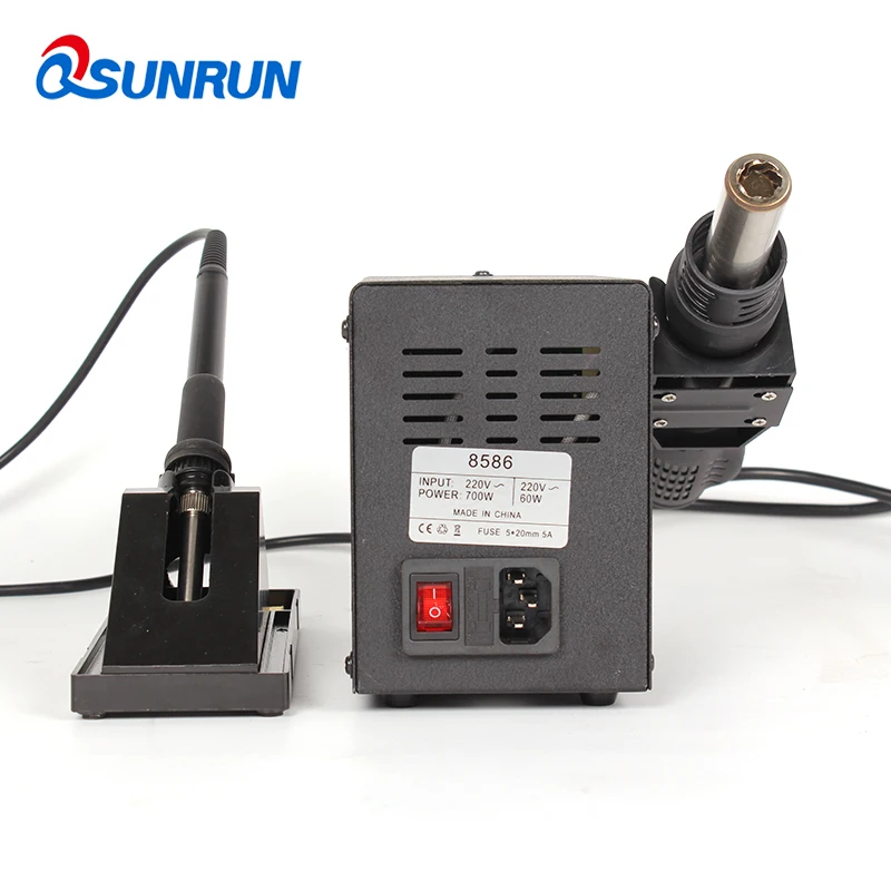 Паяльная станция 2 в 1 Qsunrun 8586 110 В/220 В 700 Вт SMD паяльная пистолет горячего воздуха +