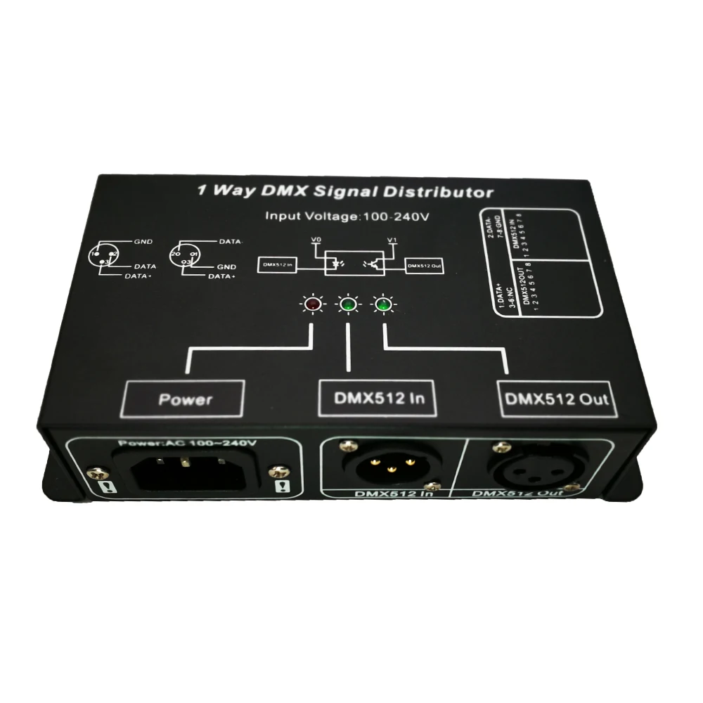 Новый DMX121 DMX усилитель концентратора сигнала Мощность ретранслятор