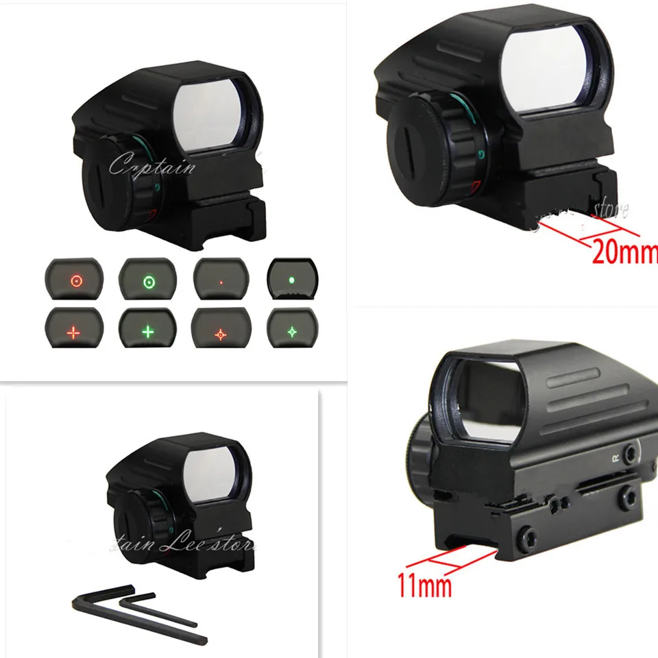 

Hunting Optics 1x22x33 Compact Reflex Red Green Dot Sight Riflescope 4 Reticle Sight for Airsoft With Weaver 20mm & 11mm Mount