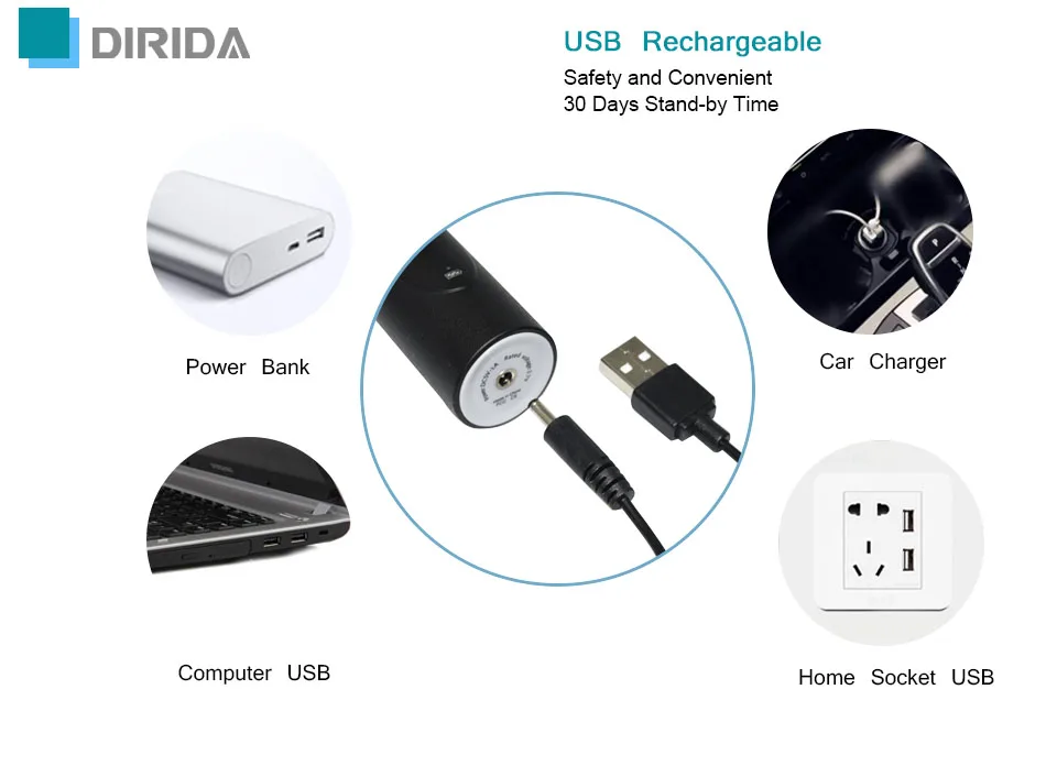 DIRIDA S2003 USB зарядка для взрослых перезаряжаемая звуковая электрическая зубная щетка Водонепроницаемая ультра звуковая Глубокая чистка для здоровья полости рта