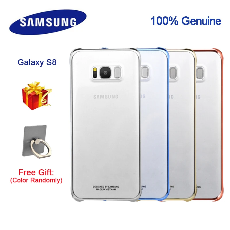 100% Original Samsung phone cover support for Galaxy S8 with Transparent Anti-knock Electroplating Multicolor Free Gift case |