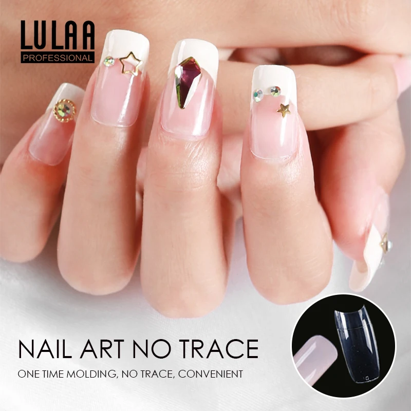 LULAA 100 шт накладные ногти французские Natrual Full Half нажмите на удлиненные съемные