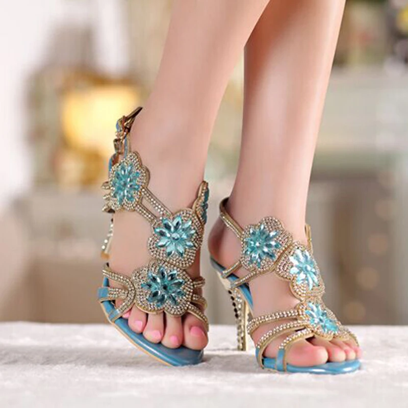 Летние крутые Свадебные платья на среднем высоком каблуке босоножки украшенные