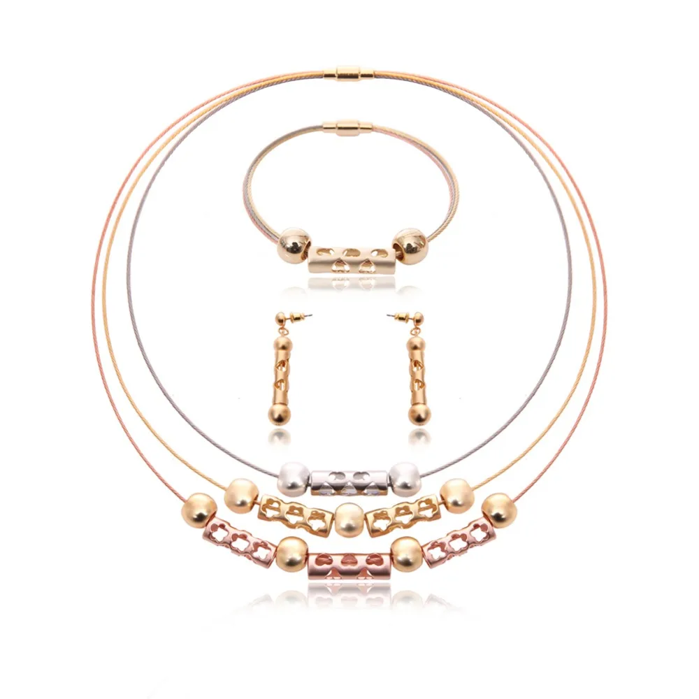 Горячая розовое золото-геометрический комплект ювелирных изделий изысканный Multy