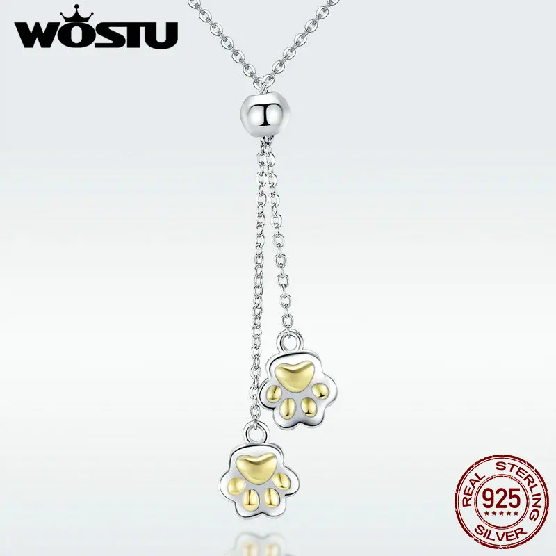 WOSTU хит продаж Настоящее серебро 925 пробы подвеска в виде лапы ожерелье для женщин