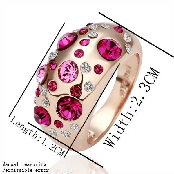 Free shipping 18K GP gold plated ring fashion jewelry nickel free copper rhinestone crystal rose golden SMTPR077|ring hinge|ring closerring turquoise