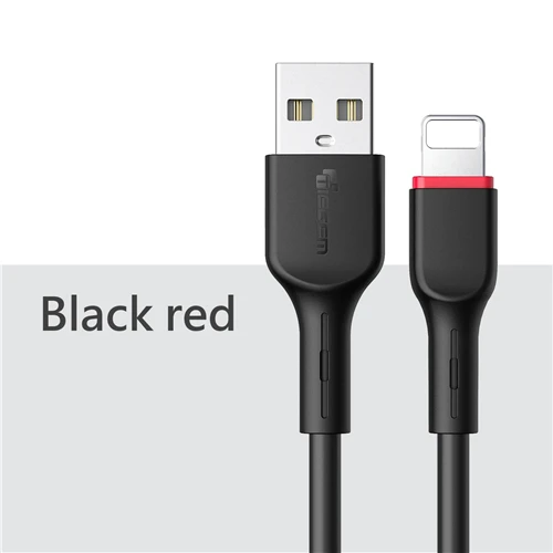 TIEGEM USB кабель для iPhone xs max зарядное устройство USB кабель для передачи данных для iPhone X 8 6 6 S 7 5 5S кабель для зарядки телефона Шнур адаптер 2 м 3 м - Цвет: Black Red