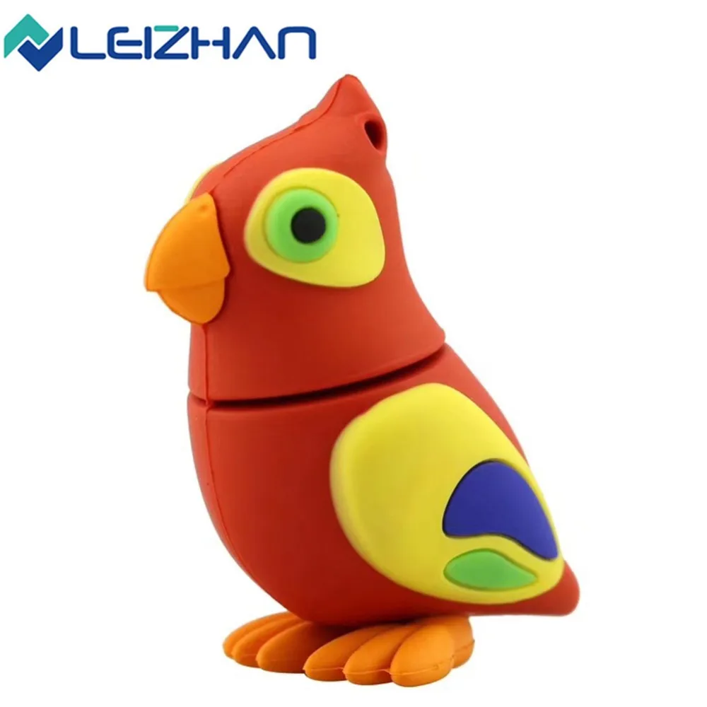 LEIZHAN смешной попугай флэш-накопитель USB утка характер 4 ГБ 8 16 32 64 Флешка
